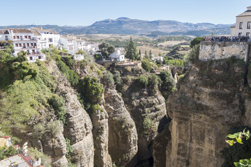 Fototapeta na wymiar View from the new Bridge over Guadalevin River in Ronda, Malaga,
