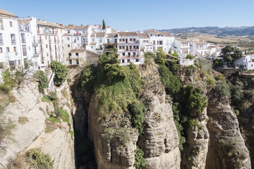 Fototapeta na wymiar View from the new Bridge over Guadalevin River in Ronda, Malaga,