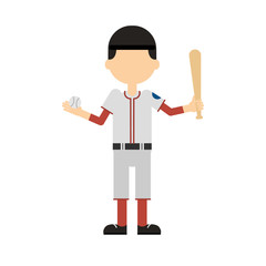 Isolated baseball player on white background