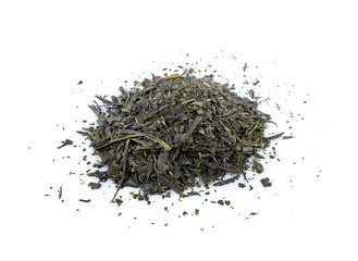 Dry green Tea on white background