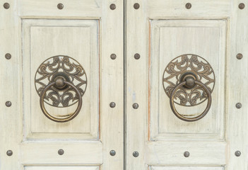 Old wooden brown house door