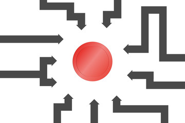 Labyrinth mit rotem Button als Mittelpunkt