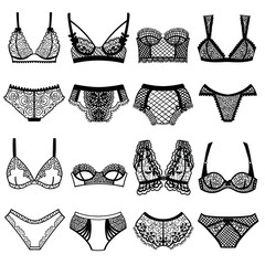 Collection of lingerie. Panty and bra set. - obrazy, fototapety, plakaty