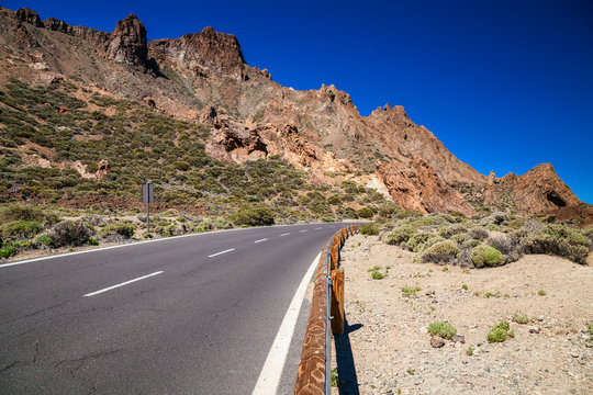 country road to volcano Teide