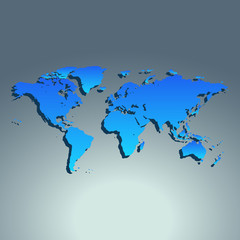 Fototapeta na wymiar World map blue color. Flat design. Vector illustration