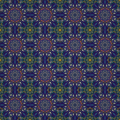 Ornate floral seamless texture, endless pattern with vintage mandala elements.