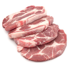 Raw pork chop meat isolated on white background cutout