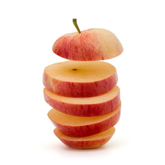 Red sliced apple isolated on white background cutout