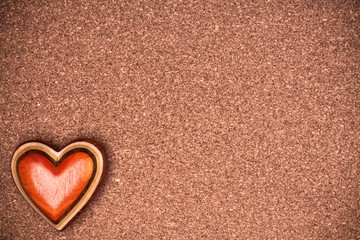 One wooden heart on rustic wood background. Valentines days conc