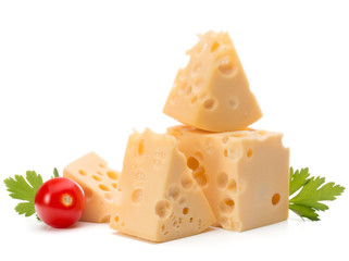 Cheese block isolated on white background cutout