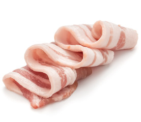 sliced pork bacon isolated on white background cutout