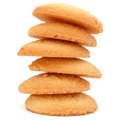 stacked short pastry cookies isolated on white background