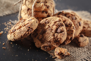 Homemade cookies on a black background