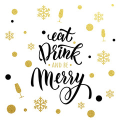 Christmas, Newy Year party invitation gold glitter