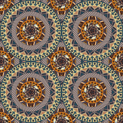 Ornate floral seamless texture, endless pattern with vintage mandala elements.