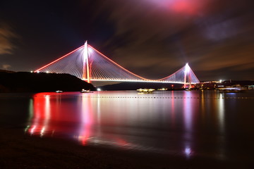 Fototapeta na wymiar Istanbul Yavuz Sultan Selim Bridge with longexposure shot.