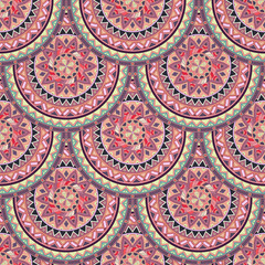 Ornate floral seamless texture, endless pattern with vintage mandala elements.
