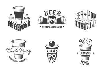 Beer pong labels. Party badges vector