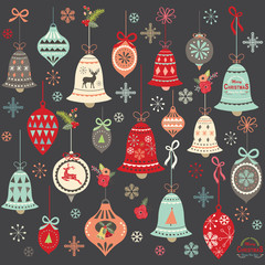 Chalkboard Vintage Christmas Bell Elements