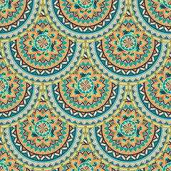 Ornate floral seamless texture, endless pattern with vintage mandala elements.