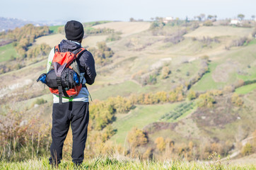 Hiker looking at the horizon