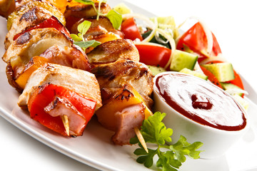 Kebabs - grilled meat and vegetables
