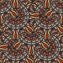 Ornate floral seamless texture, endless pattern with vintage mandala elements.