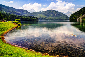 Surface view of Alpsee lake, Bayern, Germany