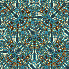 Ornate floral seamless texture, endless pattern with vintage mandala elements.