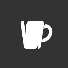 Mug logo on black background. Vector icon