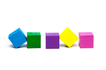 Fototapeta na wymiar colored children cubes on white isolated background
