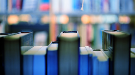 Public library bookshelf seen from inside © connel_design