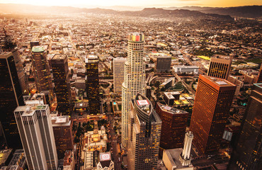 los angeles skyline aerial view