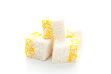 Tasty Turkish delight isolated on white