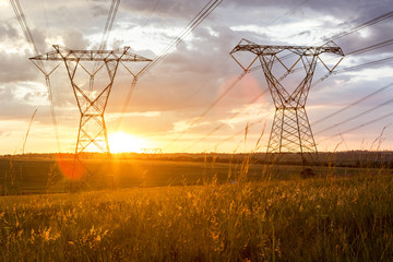 Power plant during sunset