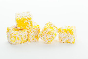 Tasty Turkish delight isolated on white