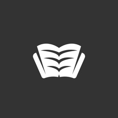 Book logo on black background. Vector icon
