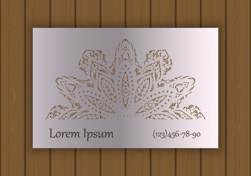 Business or visiting card template with a cut out pattern. May be used for laser cutting from paper, metal, wood.