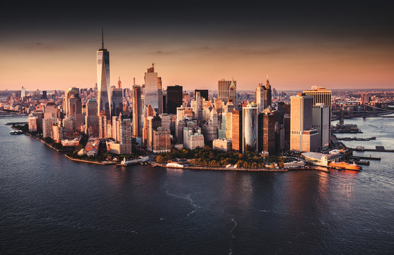 new york city skyline aerial view