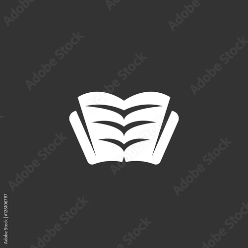 "Book logo on black background. Vector icon" Stock image and royalty