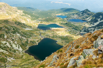 Fototapeta na wymiar Four of the Seven Rila Mountain Lakes. Horizontal view