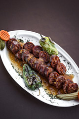 Portuguese spanish roast bbq grilled chourico chorizo spicy saus
