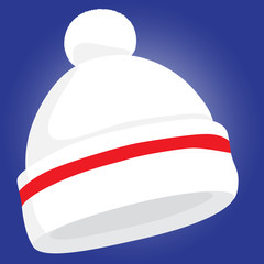 White woolen knitted hat isolated vector illustration