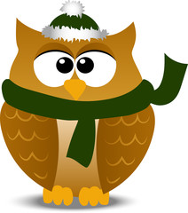 christmas owl in santa hat