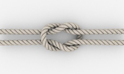 Rope Square Knot.Isolated on white background.