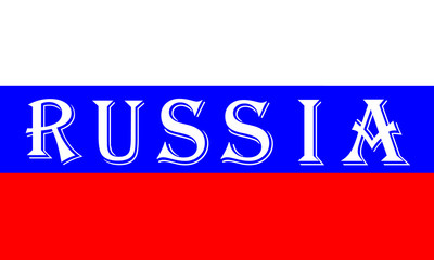 Illustration of the flag of Russia with the country written on the flag