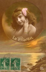 French antique vintage postcard little girl.