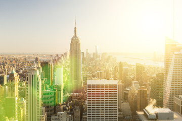 Naklejka premium Panoramę Nowego Jorku z Empire State Building
