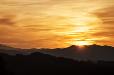 Sunset landscape panorama