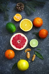 Gordijnen Fresh assorted citrus fruits © Anjelika Gretskaia